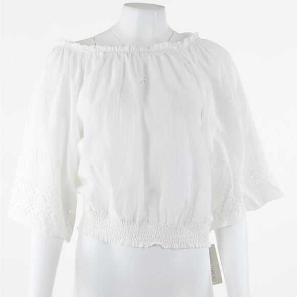 Single Thread Eyelet Off-the-Shoulder Top - Picture 2 of 5